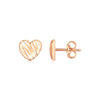 14K Rose Gold High Polish Scribble Heart Stud Earrings