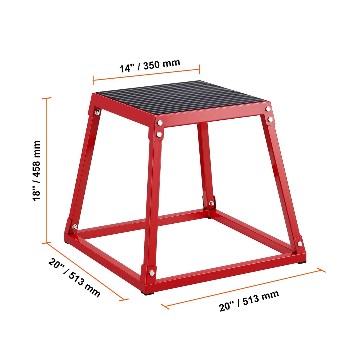 Plyometric Jump Box, 18 Inch Plyo Box, Steel Plyometric Platform and Jumping Agility Box, Anti-Slip Fitness Exercise Step Up Box for Home Gym Training, Conditioning Strength Training, Red