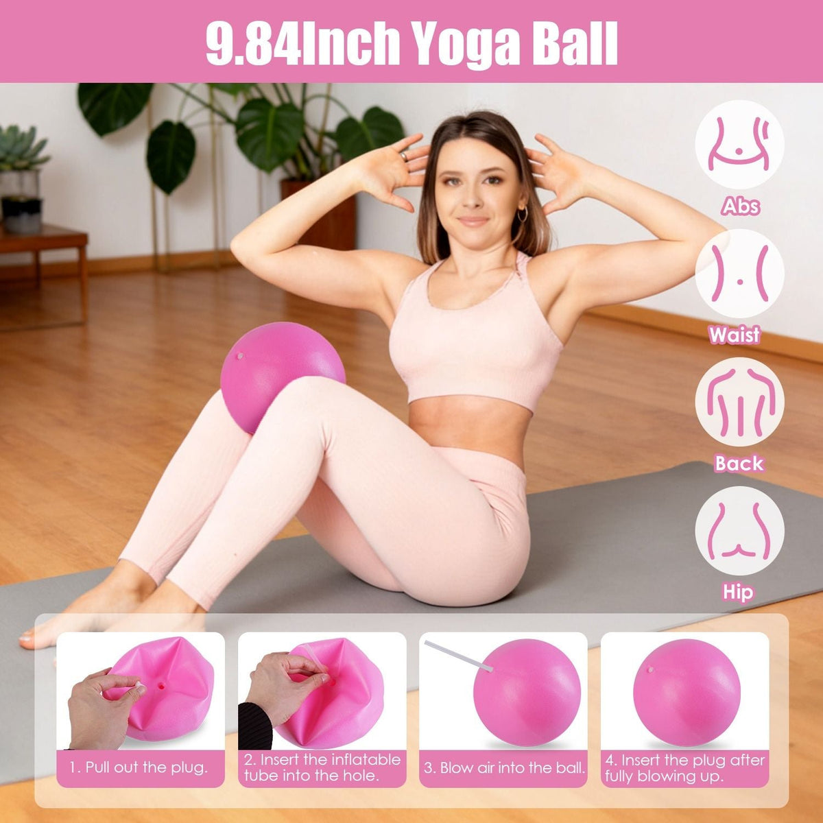 14Pcs Pilates Ring Essentials Kit For Women with Yoga Ball Arm Stretcher 5 Resistant Bands Figure 8 Resistant Band Elastic Band Non-slip Socks Yoga Strap