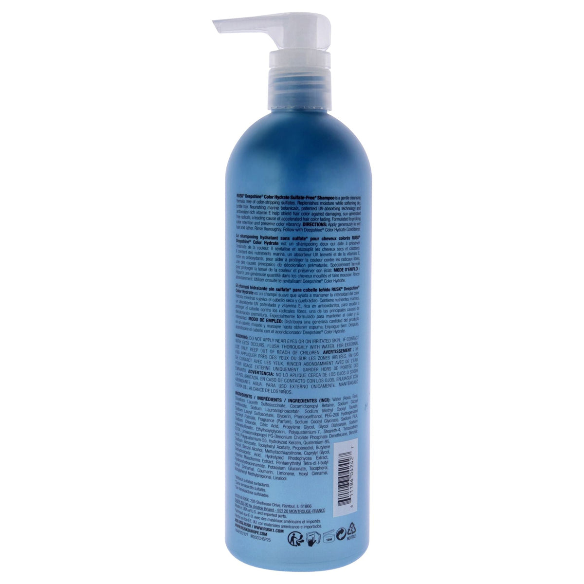Deepshine Color Hydrate Sulfate-Free Shampoo by Rusk for Unisex - 25 oz Shampoo