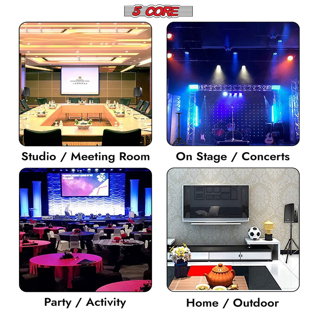 5 Core Speaker Stand Height Adjustable PA DJ Tripod Studio Monitor Stands w 35mm Compatible Insert - SS ECO 1PK BLK WoB