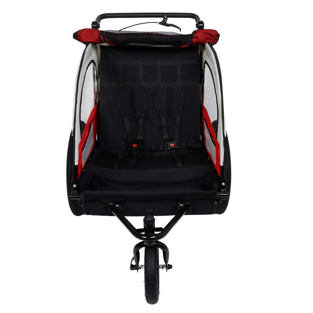 2-in-1 Double 2 Seat with 5-point safety harnesses Bicycle Bike Trailer Jogger Stroller for Kids Children Foldable Collapsible w/Pivot Front Wheel, Storage Bag