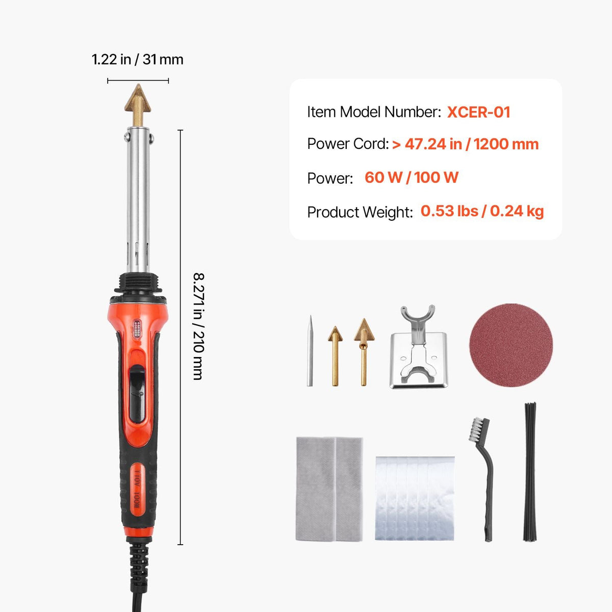 Plastic Welder Kit, 60W/100W Dual-Power Plastic Welding Soldering Iron with 3 Welding Tips and 20 Welding Rods, Professional Plastic Repair Welding Tool for Car Bumper, Kayaks, Toys, Electronics
