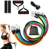 11Pcs Resistance Bands Set Fitness Workout Tubes Exercise Tube Bands Up to 100lbs w/ Door Anchor Handles Ankle Straps for Physical Training Yoga Pilates