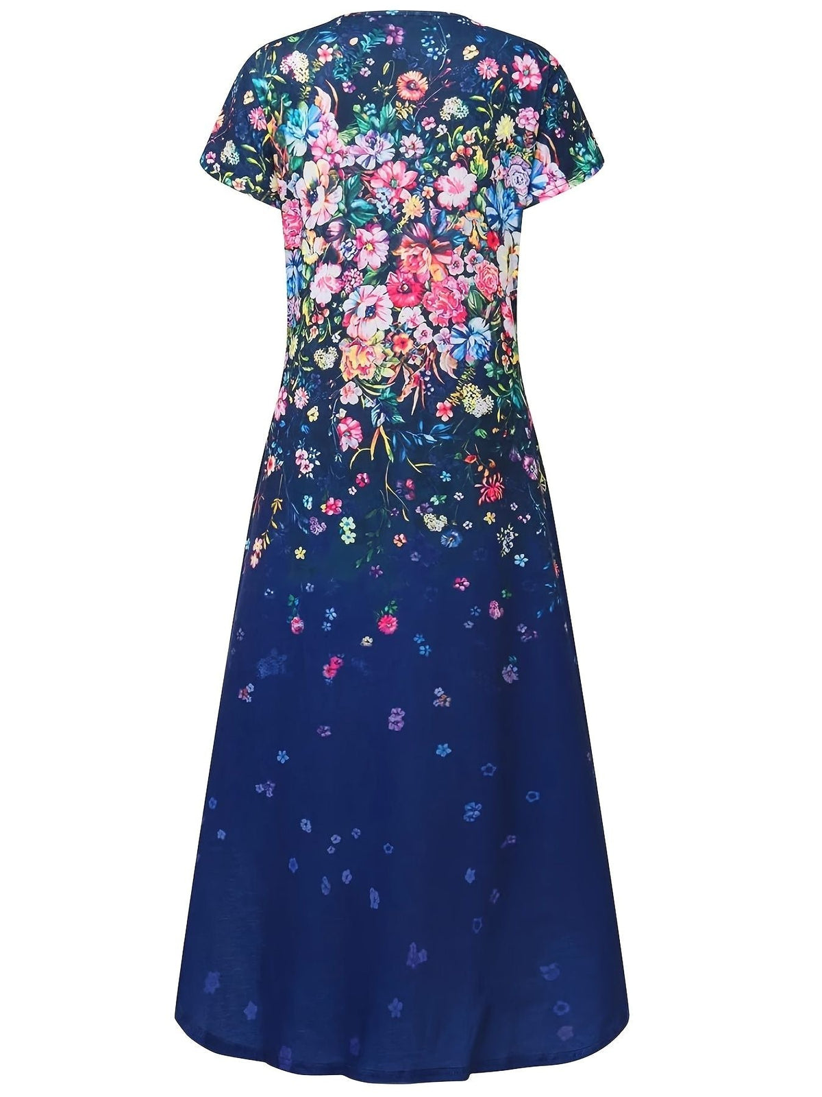 Floral Print Pocket Dress; Casual Short Sleeve Crew Neck Dress; Women's Clothing