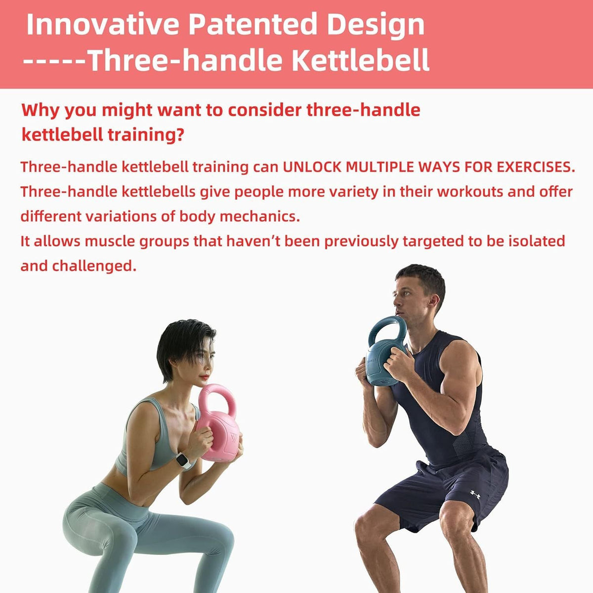 3 Handle Kettlebells Weight - Weight for Women Options 5, 10, 15 and 20 LB for Russian Twists AB Exercise, Weightlifting and Core Fitness Exercise Home Gym [Single in Sold]