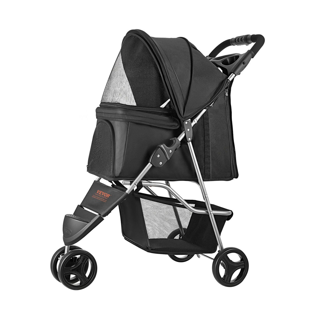 Pet Stroller Foldable 3 Wheels Dog Stroller with Brake up to 35lbs Travel Camp