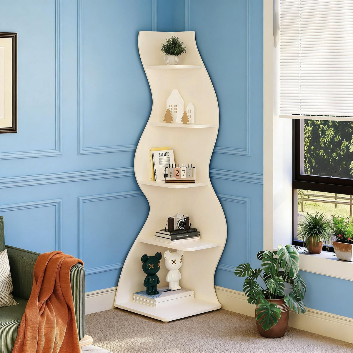 Modern Wall Corner Bookshelf Bookcase