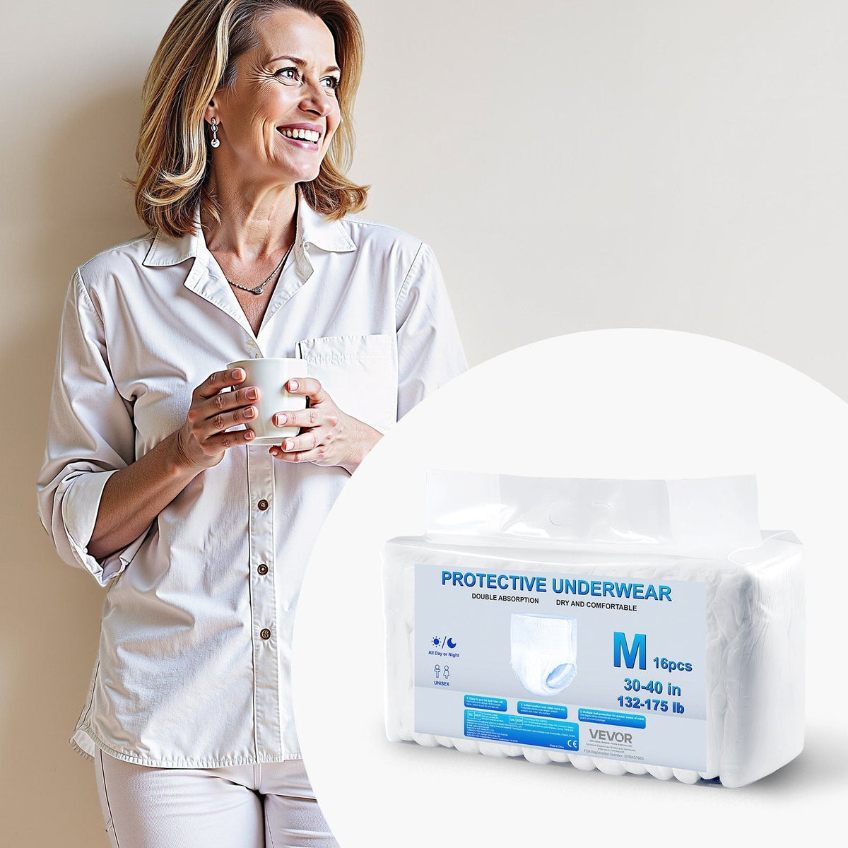 Adult Incontinence Underwear Protective Underwear for Men & Women M Size