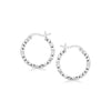 Sterling Silver Faceted Design Hoop Earrings with Rhodium Plating(2x15mm)