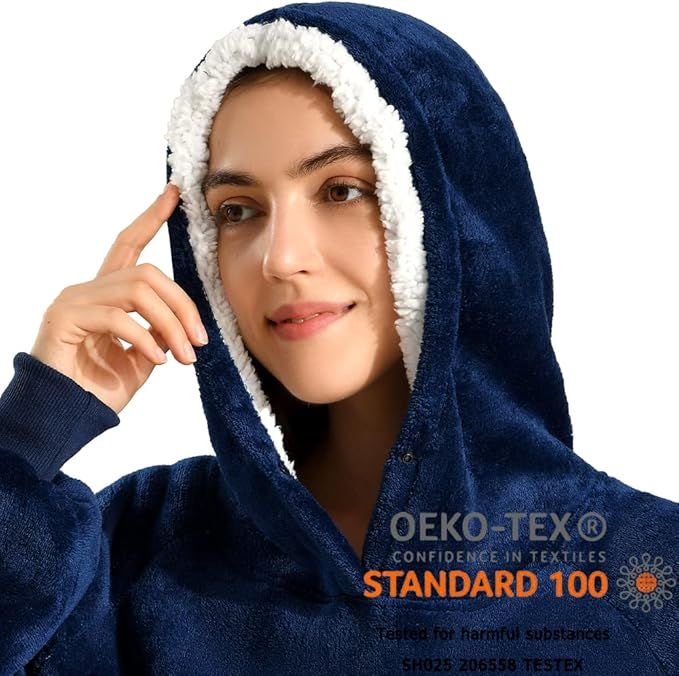 Krifey Wearable Blanket Hoodie, Oversized Sherpa Hooded as Birthday Gifts Christmas Gifts for Mom Women Girlfriend Men, Cozy Sweatshirt with Giant Pocket