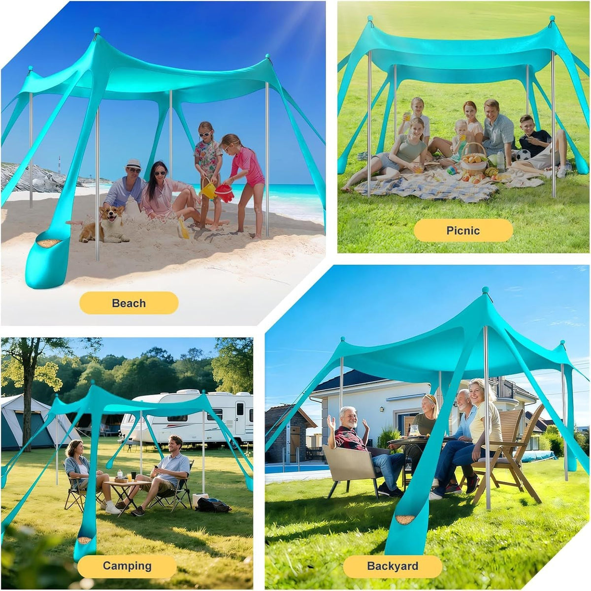 Let's go to the Beach - Portable Beach Tent Sun Shelter UPF 50+, Perfect 10x10 FT Pop-Up Canopy for Outdoor Fun