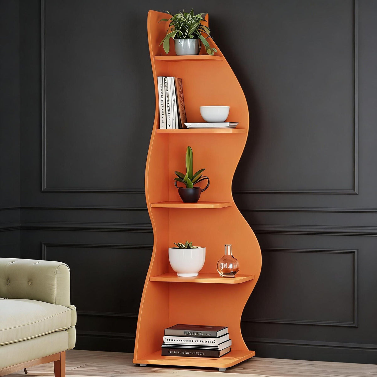 Modern Wall Corner Bookshelf Bookcase