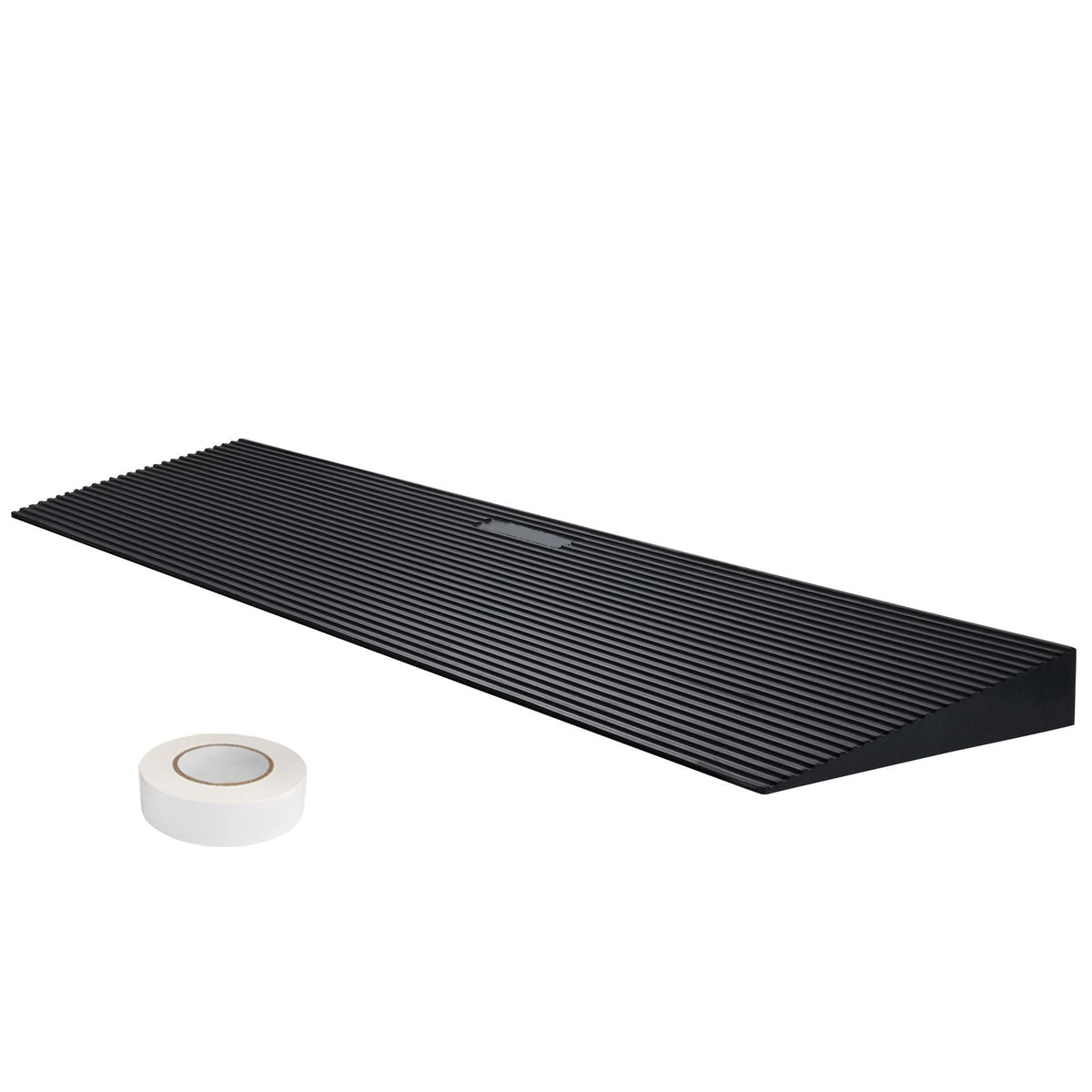 1.2" Rise Cuttable Threshold Ramp for Sweeping Robot, 35.4" Wide Natural Rubber Wheelchair Ramp, Non-Slip Solid Rubber Ramp with Double-Sided Tape for Doorways, Driveways, Bathroom, Smooth Tile