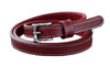 Women's Skinny Belt for Jeans Dresses Vintage Skinny Waist Belt; Dark Red