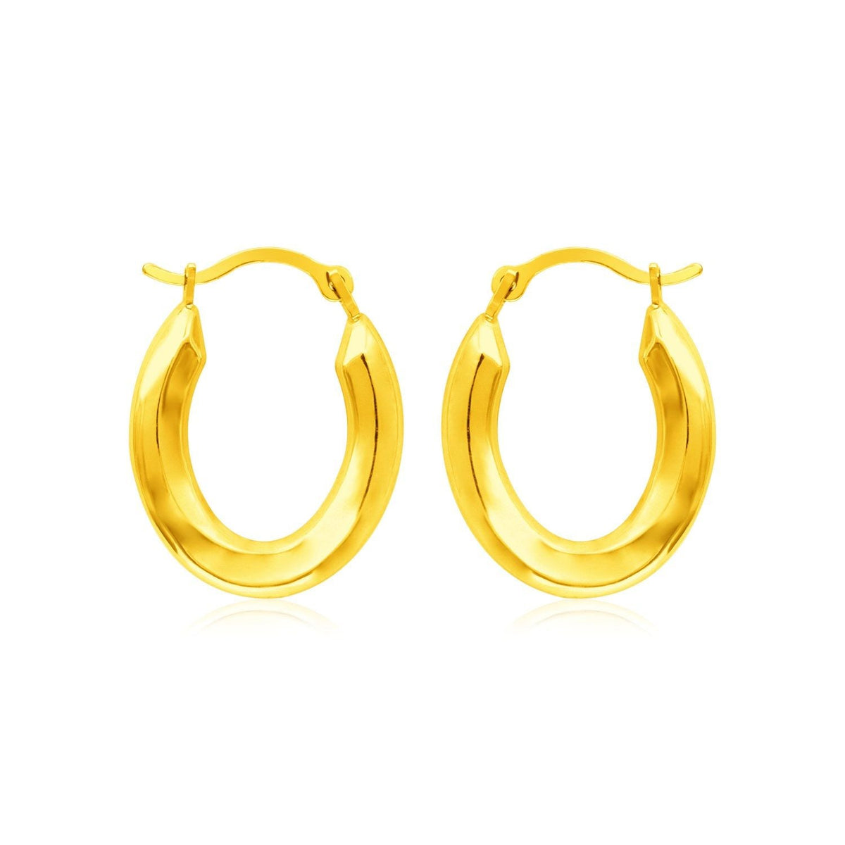 14k Yellow Gold Polished Oval Hoop Earrings