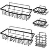 5 Pack Shower Caddy Shelves with 18 Inbuilt Hooks Rustproof Wall-Mounted Storage Shelves for Bathroom Dorm Kitchen Adhesive Bathroom Organizer for Shampoo Toothbrush Soap