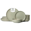 12-Piece Stoneware Dinner Plates Bowls Sets | Microwave & Dishwasher Safe | Non-Toxic Dinner Plates Bowls Set | Stackable Matte Glaze Kitchenware for 4