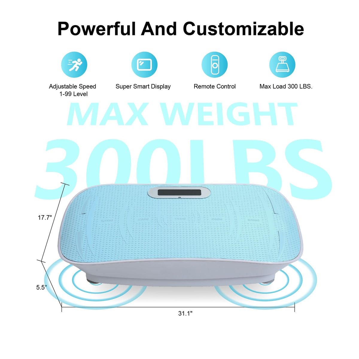 Full Body Vibration Platform Crazy Fitness Massage 10-Frequency Weight Loss & Fat Burner Shaking Machine For Unisex Blue