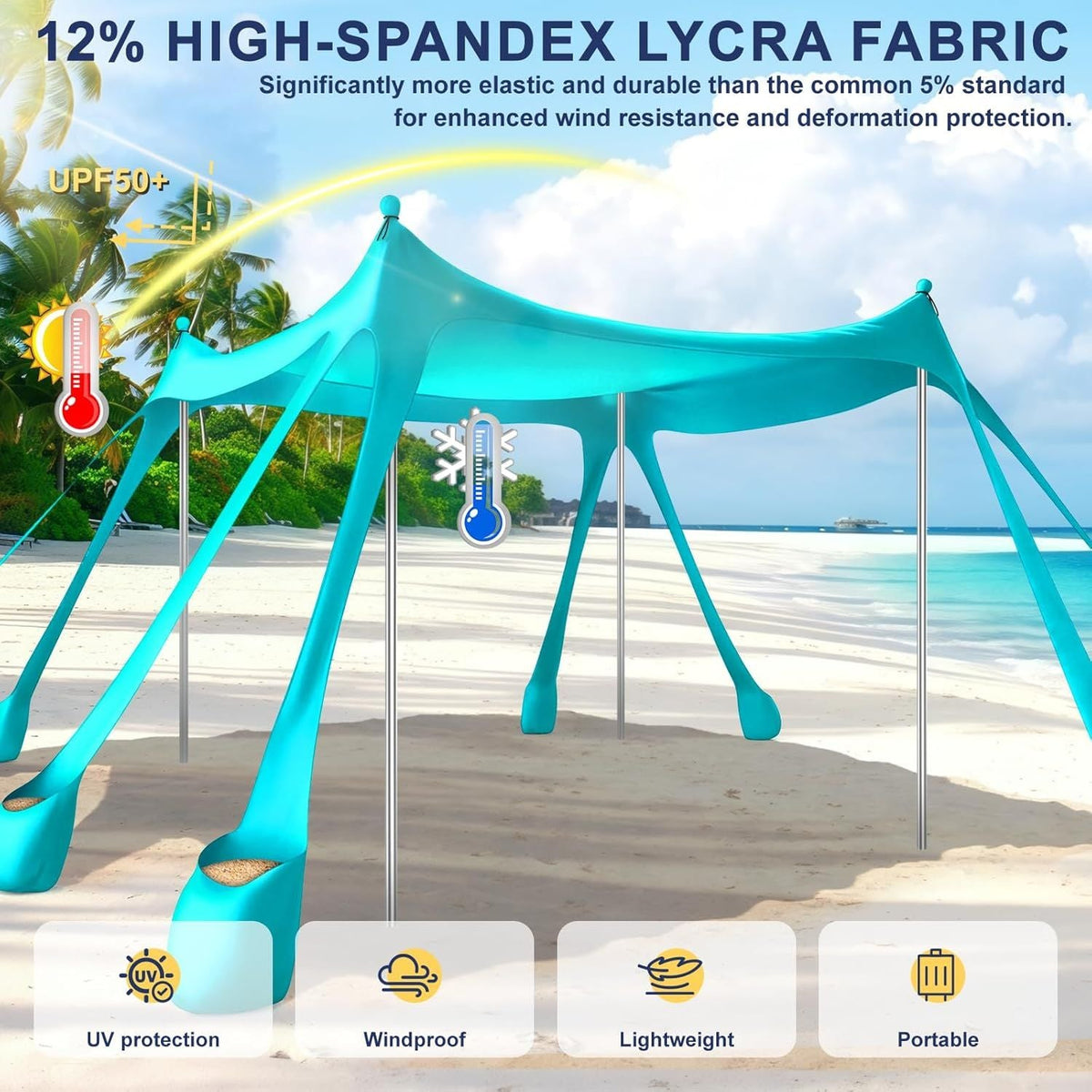 Let's go to the Beach - Portable Beach Tent Sun Shelter UPF 50+, Perfect 10x10 FT Pop-Up Canopy for Outdoor Fun