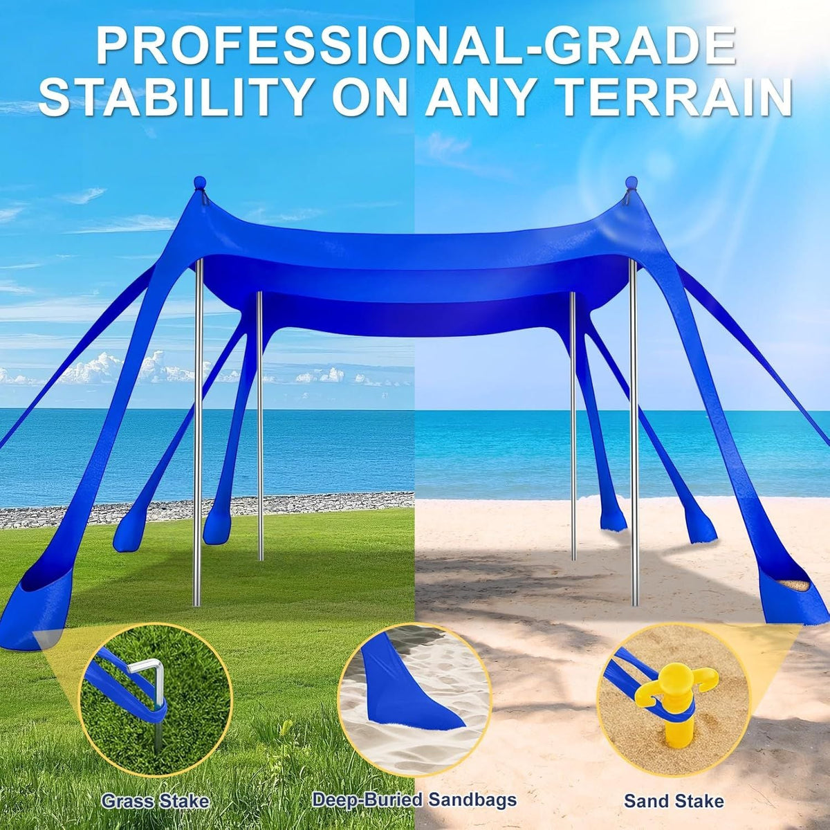 Let's go to the Beach - Portable Beach Tent Sun Shelter UPF 50+, Perfect 10x10 FT Pop-Up Canopy for Outdoor Fun