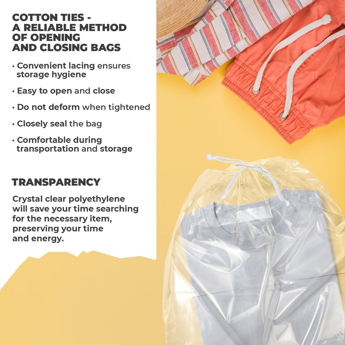 Clear Drawstring Bag, 6 x 10 Inches. Pack of 50 Clear Plastic Drawstring Bags. 2 Mil Drawstring Clear Plastic Bags. Waterproof Clear Plastic Bags Drawstring for Cosmetics, Toiletries