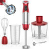 KOIOS 5-in-1 Hand Immersion Blender, 1000W 12 Speed Handheld Blender, Copper Motor Stainless Steel Blade Stick Blender,600ml Mixing Beaker,500ml Food Processor, Whisk, Milk Frother, B PA-F ree, Red
