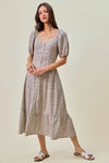 SO ME Ditsy Floral Self Belt On Elastic Waist Maxi Dress