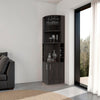 Cairo Corner Bar Cabinet with Double Door Cabinet, Glass Rack, Eight Built-in Wine Rack, Dark Walnut
