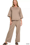 Zenana Scuba 3/4 Sleeve Pullover & Pants Set