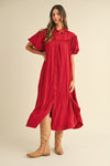 Mineral Washed Button Down Puff Sleeve Shirt Dress – Trendy Button Down Shirt Dress with Puff Sleeves and Unique Mineral Wash Finish for a Chic and Casual Look