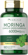 Carlyle Moringa Oleifera | 180 Capsules | Non-GMO and Gluten Free Supplement | Complete Green Superfood | from Moringa Leaf Powder