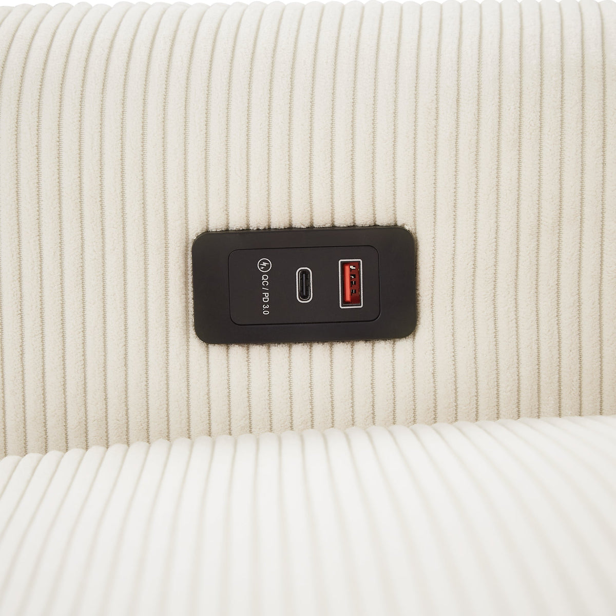 Modern Convertible Pull-out Sofa Bed with USB Ports and Pillows, Beige Corduroy, 57.48 inches