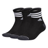 adidas Mens 3-Stripe High Quarter Socks with Arch Compression (3-Pair) Black/Onix Grey/White Large