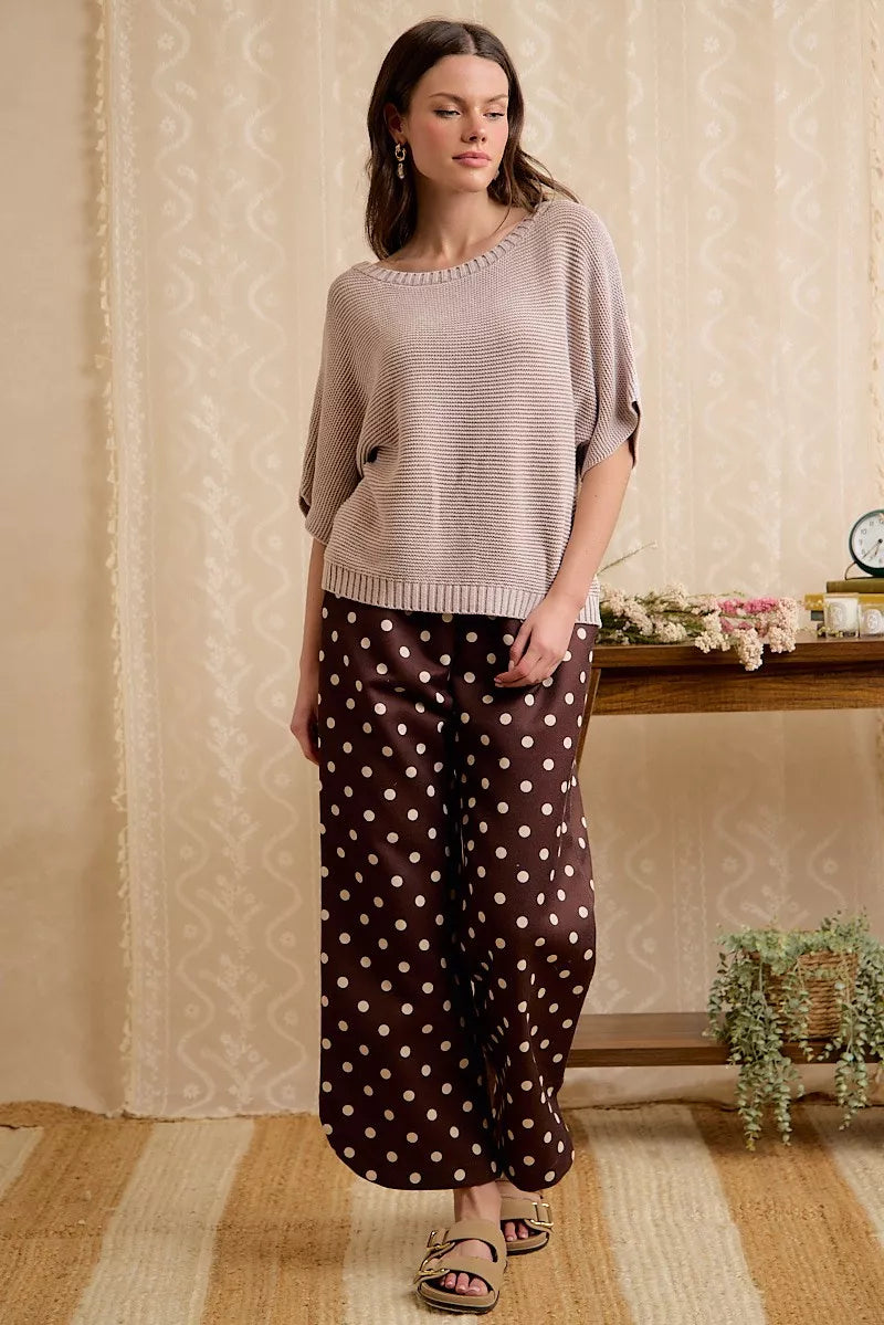 BiBi Short Dolman Sleeves Washed Knit Top