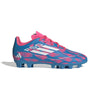 adidas F50 Club Youth Firm Ground Soccer Shoes - Comfortable Fit with Textured Synthetic Upper and Versatile Outsole (Solar Blue/White/Solar Pink US Footwear Size System Little Kid Numeric Medium 2.5)