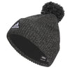 adidas Mens Recon Ballie Beanie Standard fit Cuffed Fleece-Lined Winter Knit hat/Cap with pom Black-Onix Grey/Black/White