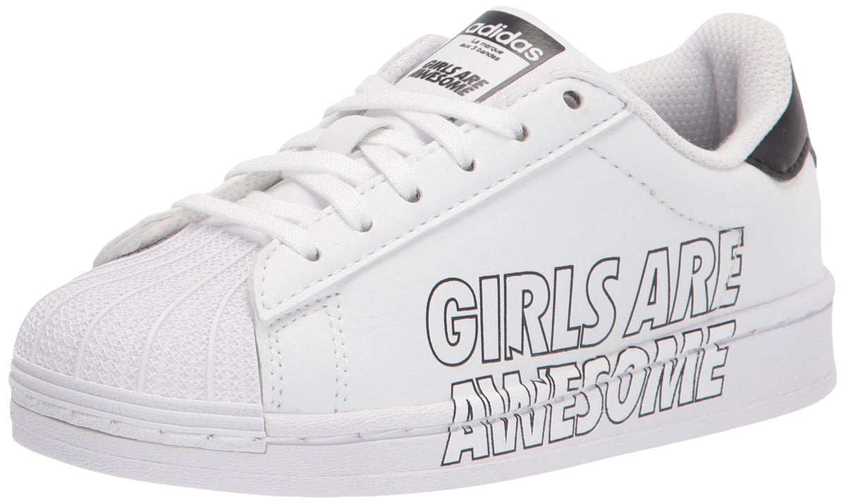 adidas Originals Superstar Sneaker White/White/Black (Girls are Awesome) 10.5 US Unisex Little Kid