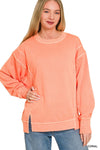 Zenana Pigment Dye Exposed-seam Fleece Sweatshirt