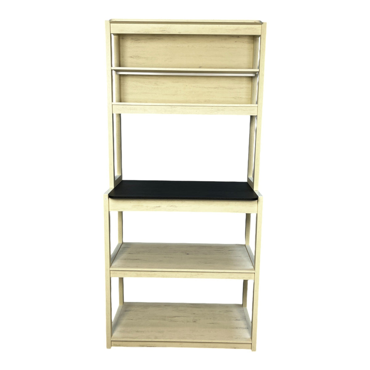 31.5' White and Black color 5-Tier Bakers Rack for Kitchen with Storage, Coffee Bar, Kitchen Shelves,  Microwave Stand