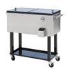 Outsunny 80 QT Rolling Cooling Bins Ice Chest on Wheels Outdoor Stand Up Drink Cooler Cart for Party, Silver
