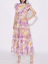 Ruffled Hollow Out Tiered Midi Dress