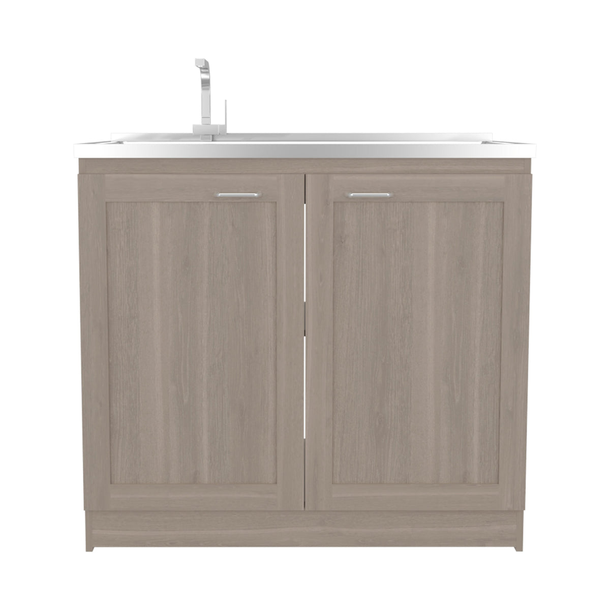 Utility Sink Cabinet 36' H, 2 Doors, 2 Shelves, White Oak - Kitchen