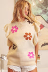 BiBi Flower Printed Ruffled Sleeves Top