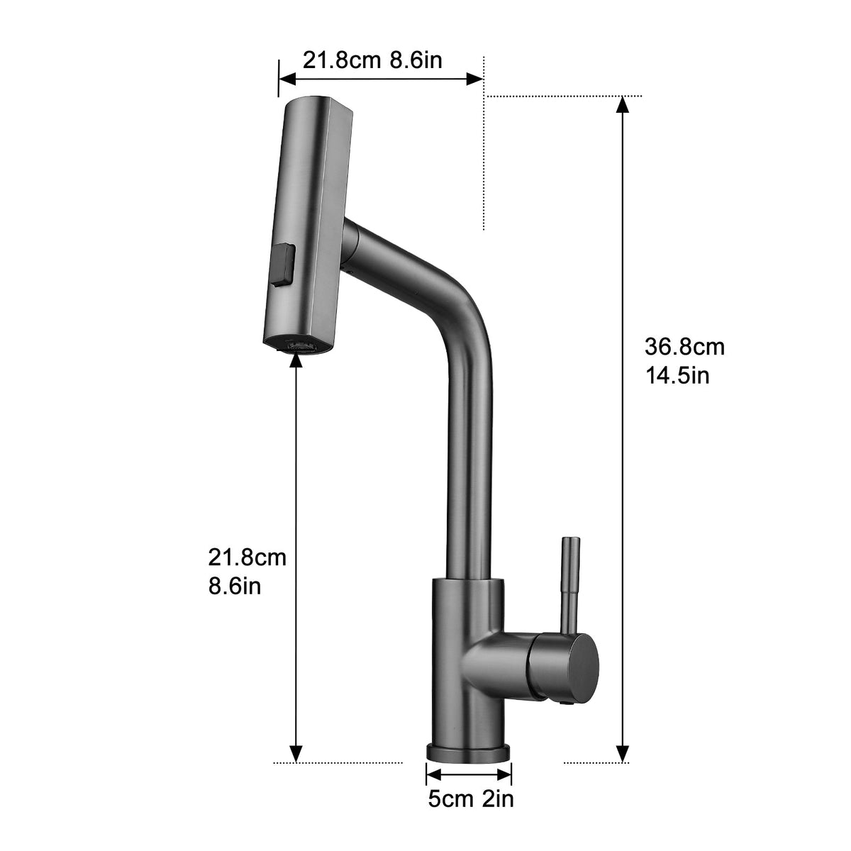 360° Rotation Pull-Down Kitchen Faucet with 3 Spray Modes -Gun Grey /Stainless Steel High-Arc Sink Faucet