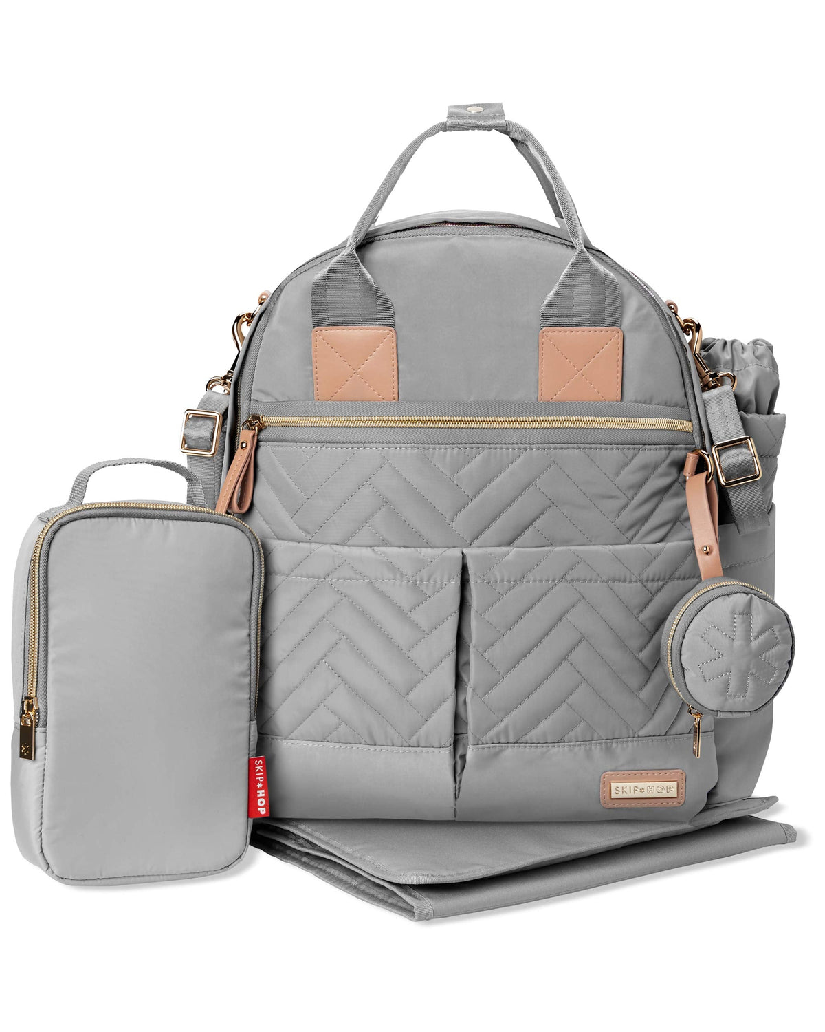 Skip Hop Diaper Bag Backpack: Suite 6-in-1 Diaper Backpack Set Multi-Function Baby Travel Bag with Changing Pad Stroller Straps Bottle Bag and Pacifier Pocket Dove Grey