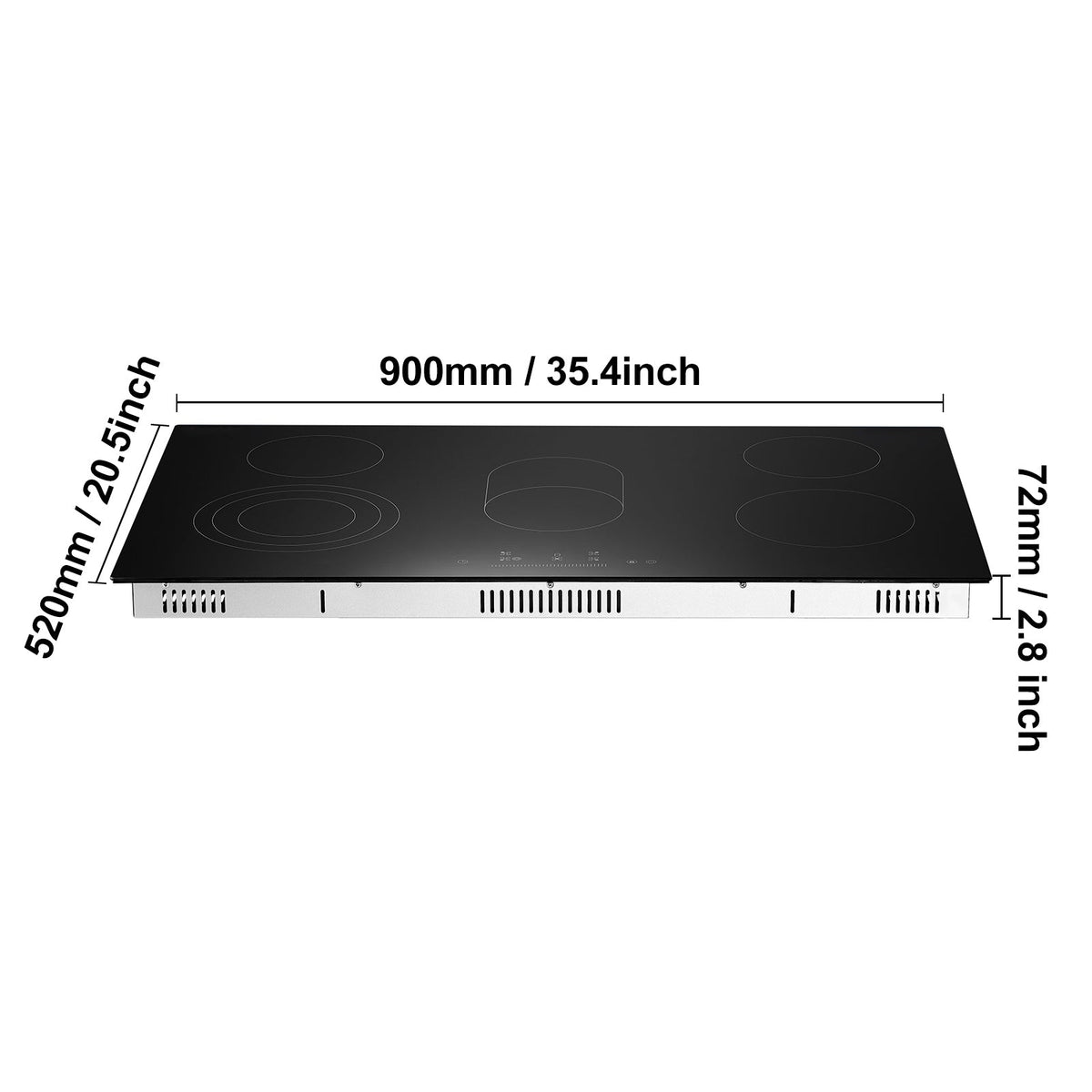 Built-in Electric Cooktop Radiant Ceramic Cooktop 5 Burners 35.4x20.5 inch