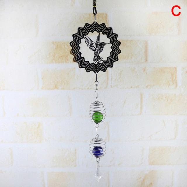 Elegant 3D Metal Hanging Wind Hanging Spinners Spiral Wind Chimes Wind Sculptures With Gazing Ball Spiral Tail Stainless Steel Spin Decor For Indoor Outdoor Spinner Wind Chime With Spiral Tail Ball Center Home Decor