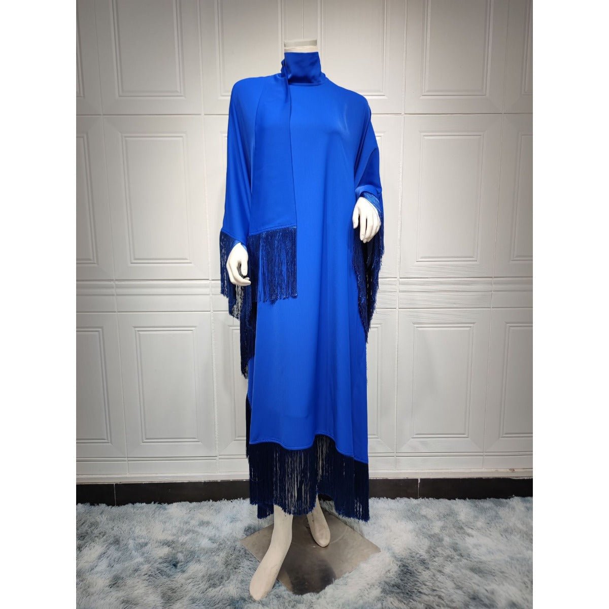 Bat Sleeve Tassel Kaftan | Party Dress with Flowy Fringe Details (MA288)