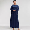 Elegant Beaded Pear Long Sleeve Maxi Dress Abaya with Flared Cuffs & Waist Tie (MA200)